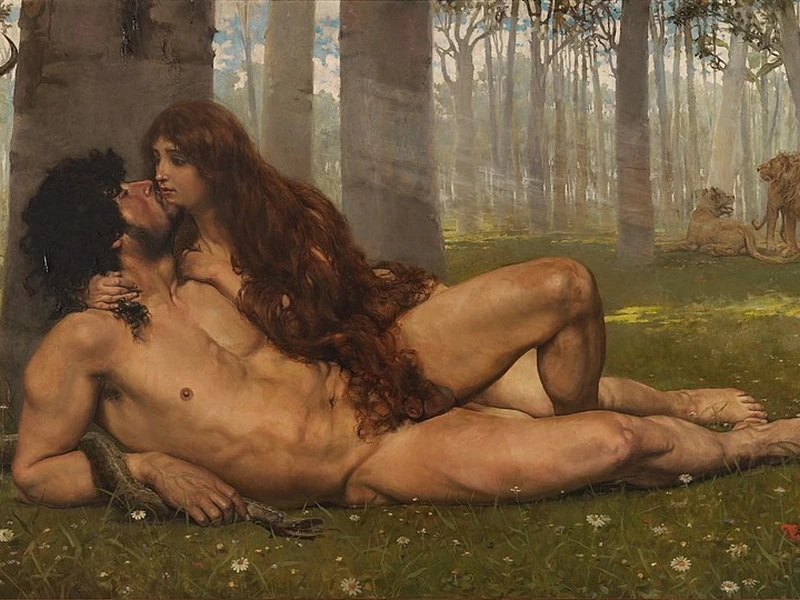 1862-Salvador Viniegra y Lasso de la Vega - Il primo bacio di Adamo ed Eva